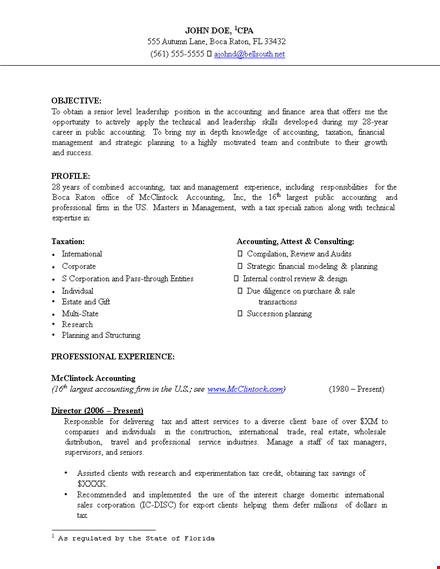staff accountant resume: developed accounting and client management skills template