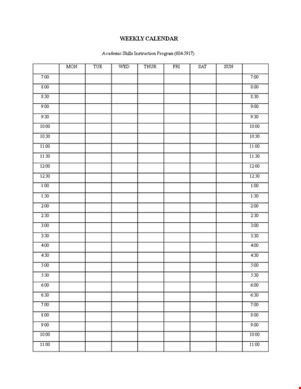 printable weekly business calendar - improve your skills with weekly academic instruction template