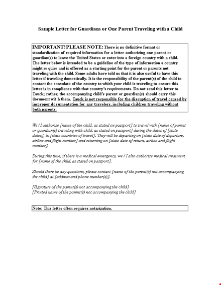 notarized letter template: simplify your traveling process - child and parent letter template