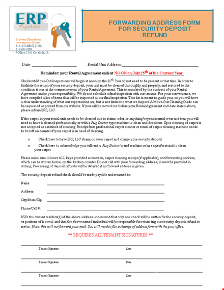 security deposit return letter template – rental address, deposit, carpet template