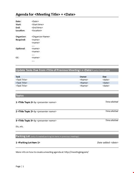 allotted time meeting agenda template template