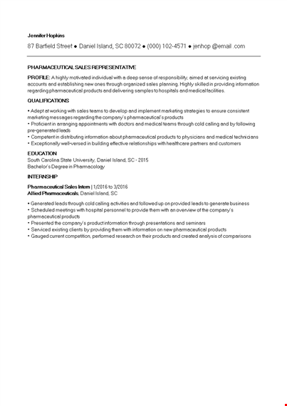 entry level pharmaceutical sales resume template