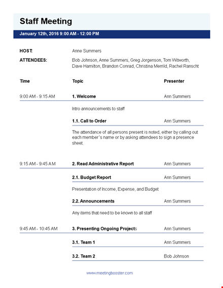 team meeting agenda template