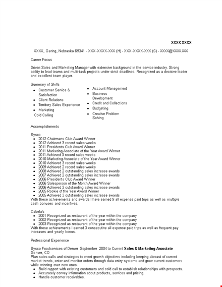 sales and marketing associate resume template