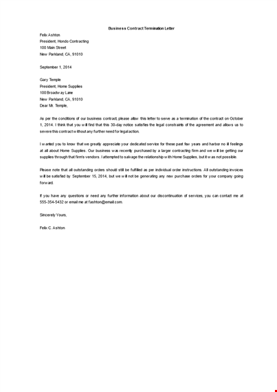 effective termination letter template for your business contracts and supplies template