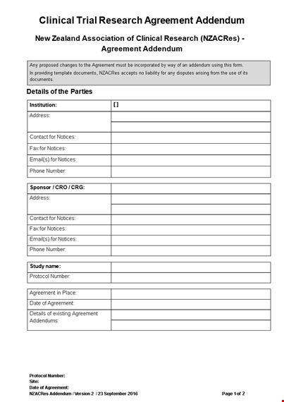 contract amendment & addendum: notices, signed by parties template