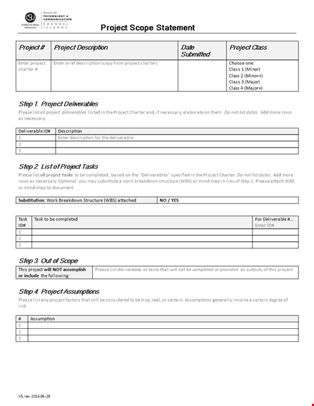 project scope example template | easily define project goals, objectives & deliverables template