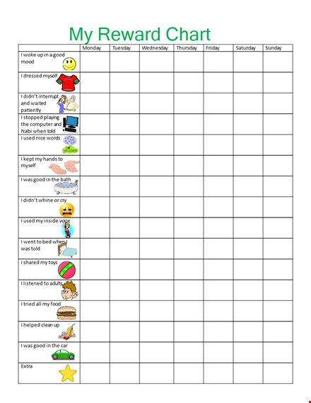 track and motivate myself with a personalized reward chart template