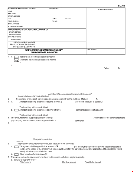 child support agreement - secure support for your child template