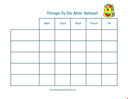 printable after school schedule template: plan your school-related activities and after-school tasks template