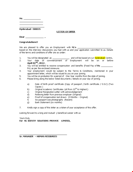 employment offer letter - get your dream job offer template