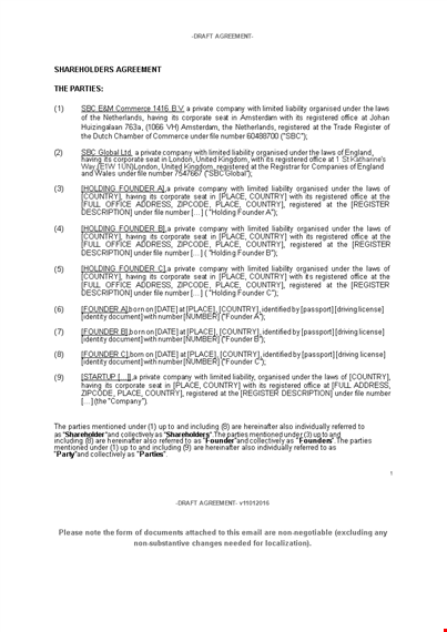 agreement for company shareholders - clearly define share ownership template