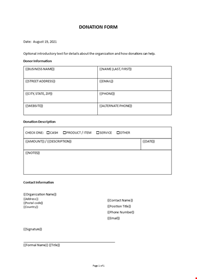 donation form template