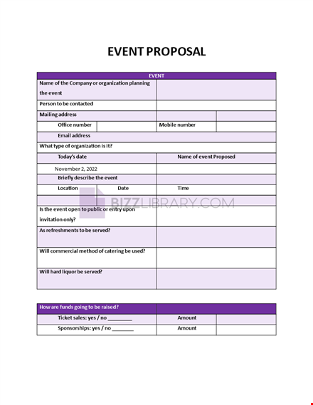 event proposal form template template