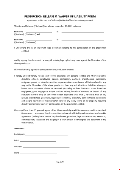 waiver of liability template