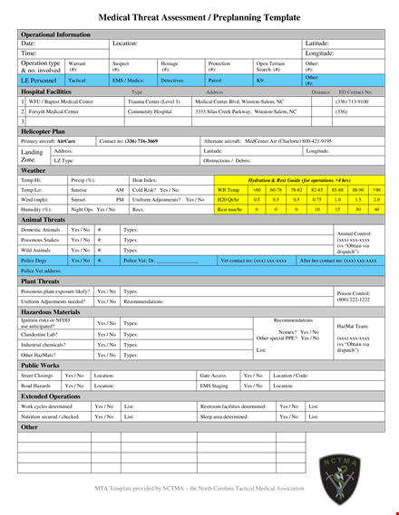 temperature assessment template for medical threats template