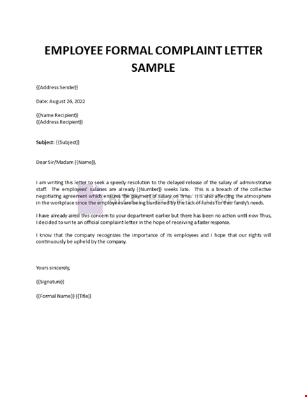 formal complaint letter template