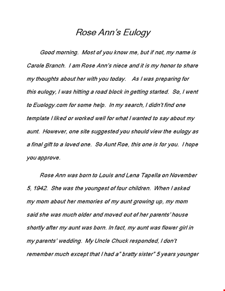 eulogy for husband example - celebrating the life of louis and the unbreakable bonds of family template