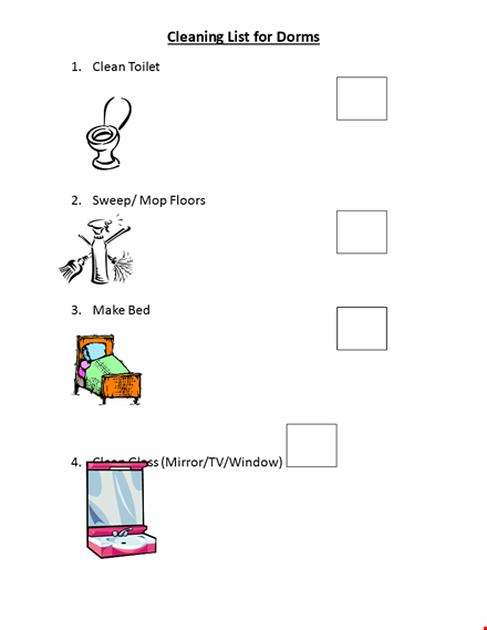 dorm room cleaning checklist template template