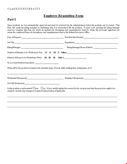 employee requisition form - easily request new positions template