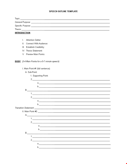 speech outline example template