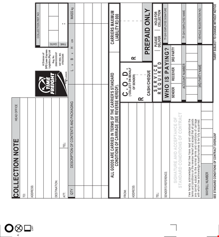 goods collection template