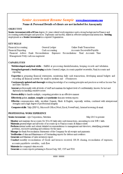 senior accountant resume format template