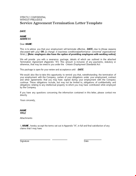service agreement termination letter template template