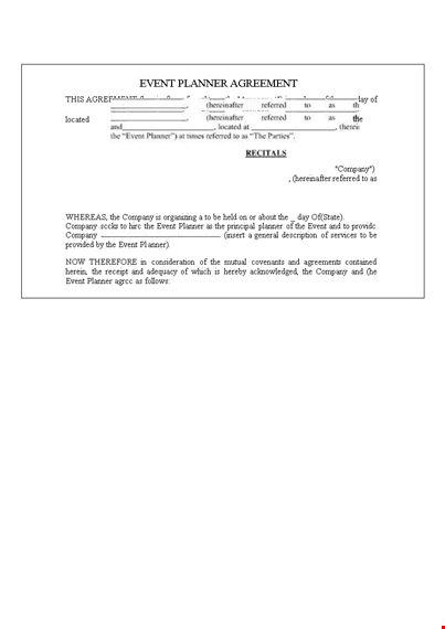 event planner agreement template