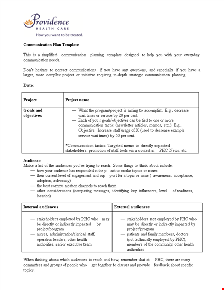 strategic communication plan template for successful projects template
