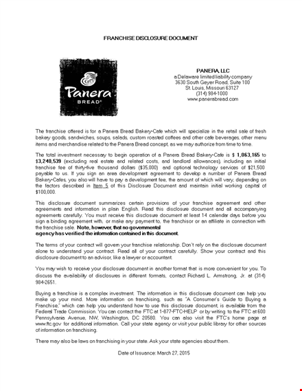 franchise agreement for bakery | panera franchise agreement template template
