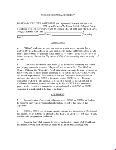 protect your information with our non-disclosure agreement template | confidentiality template