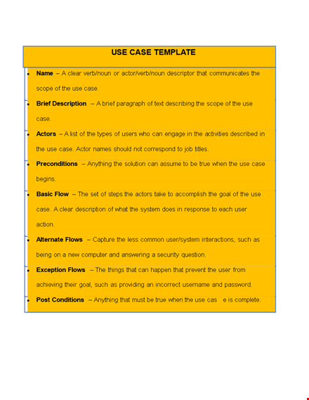 clear and concise use case template - download now template