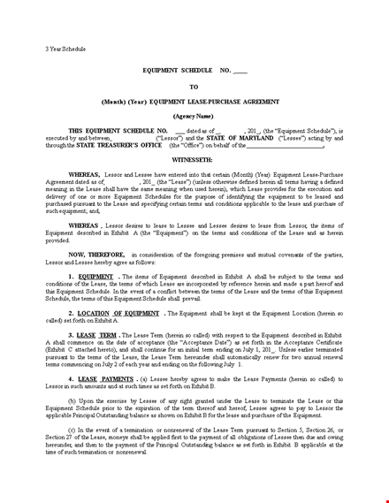 equipment lease agreement for secure equipment leasing: escrow, lessee, and terms of lease template