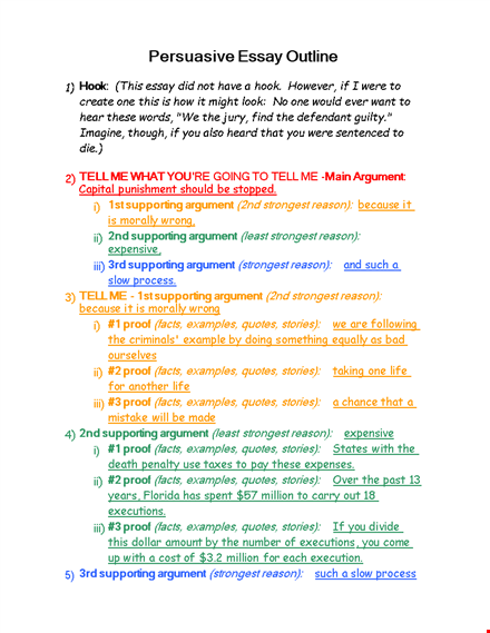 create a strong essay outline with our template - proof your reason with supporting arguments template