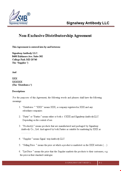 distribution agreement | supplier and distributor party | effective contract template