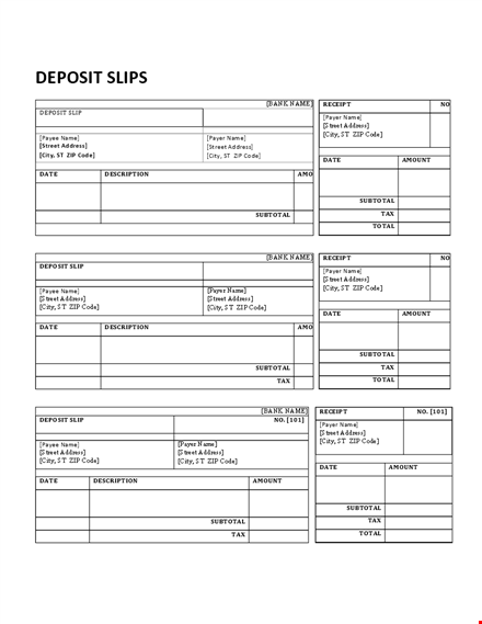 deposit slip template - create easy-to-use deposit slips for your street address template