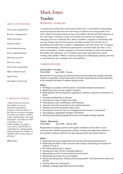 free sample teacher resume template