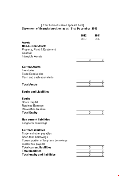 simplified cash flow statement | current assets | accounting template