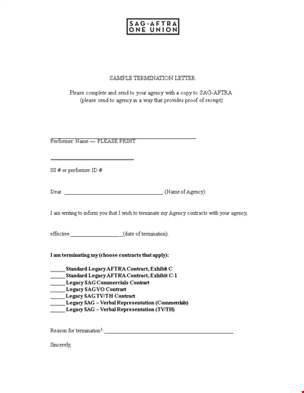 sample termination letter template
