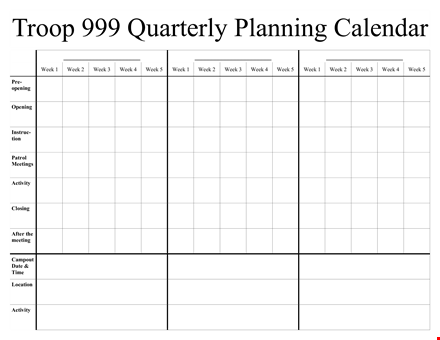 quarterly calendar template