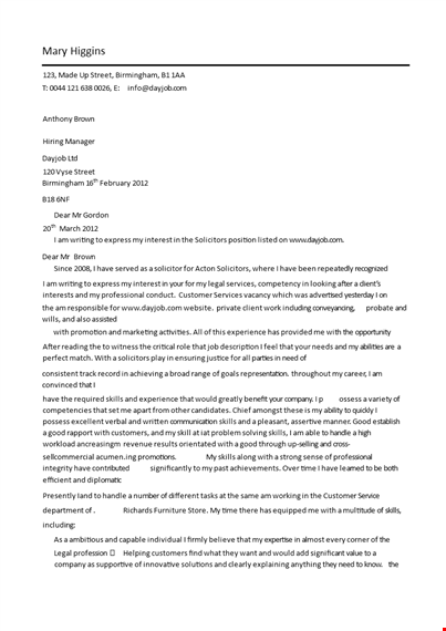 customer service professional cover letter pdf template
