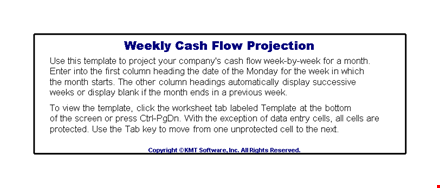 weekly cash flow projection statement example template
