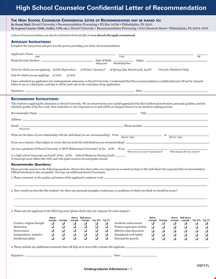high school counselor recommendation letter template