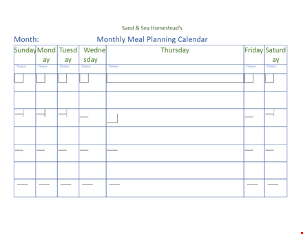 monthly meal calendar template - plan your meals with ease | download now template