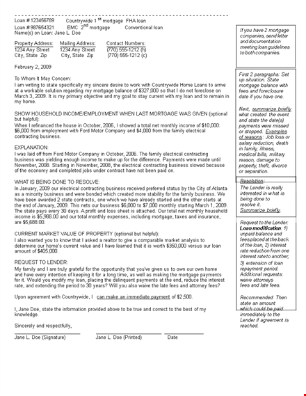 letter of explanation for mortgage application | sample template for business & state template