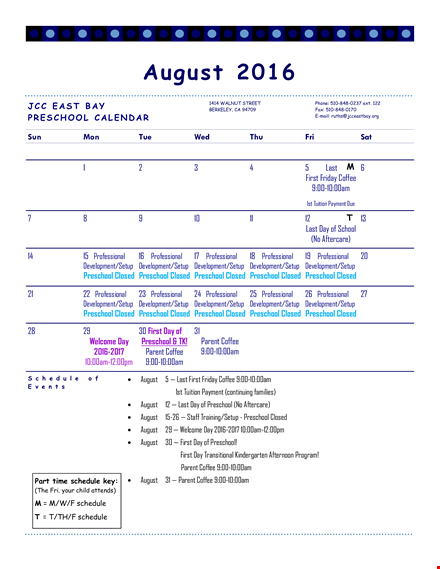preschool calendar template for monthly planning template