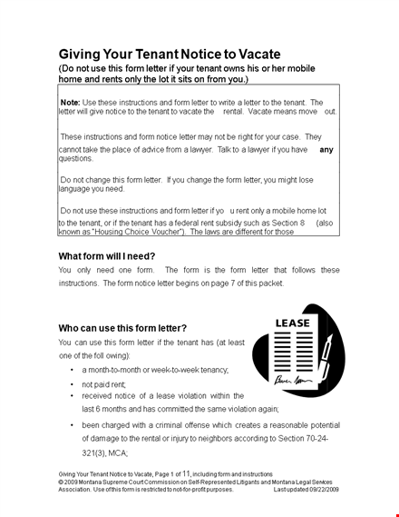 giving your tenant notice to vacate template