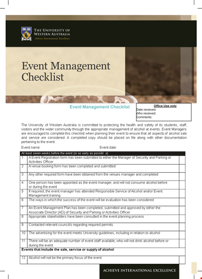 event management checklist template template