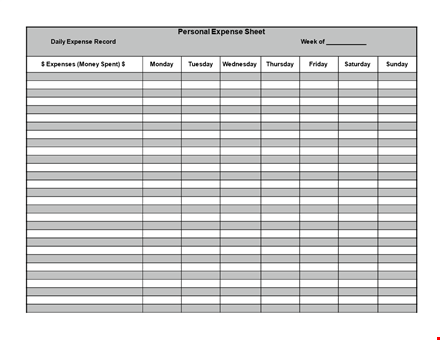 record daily personal expenses - expense sheet for personal use template